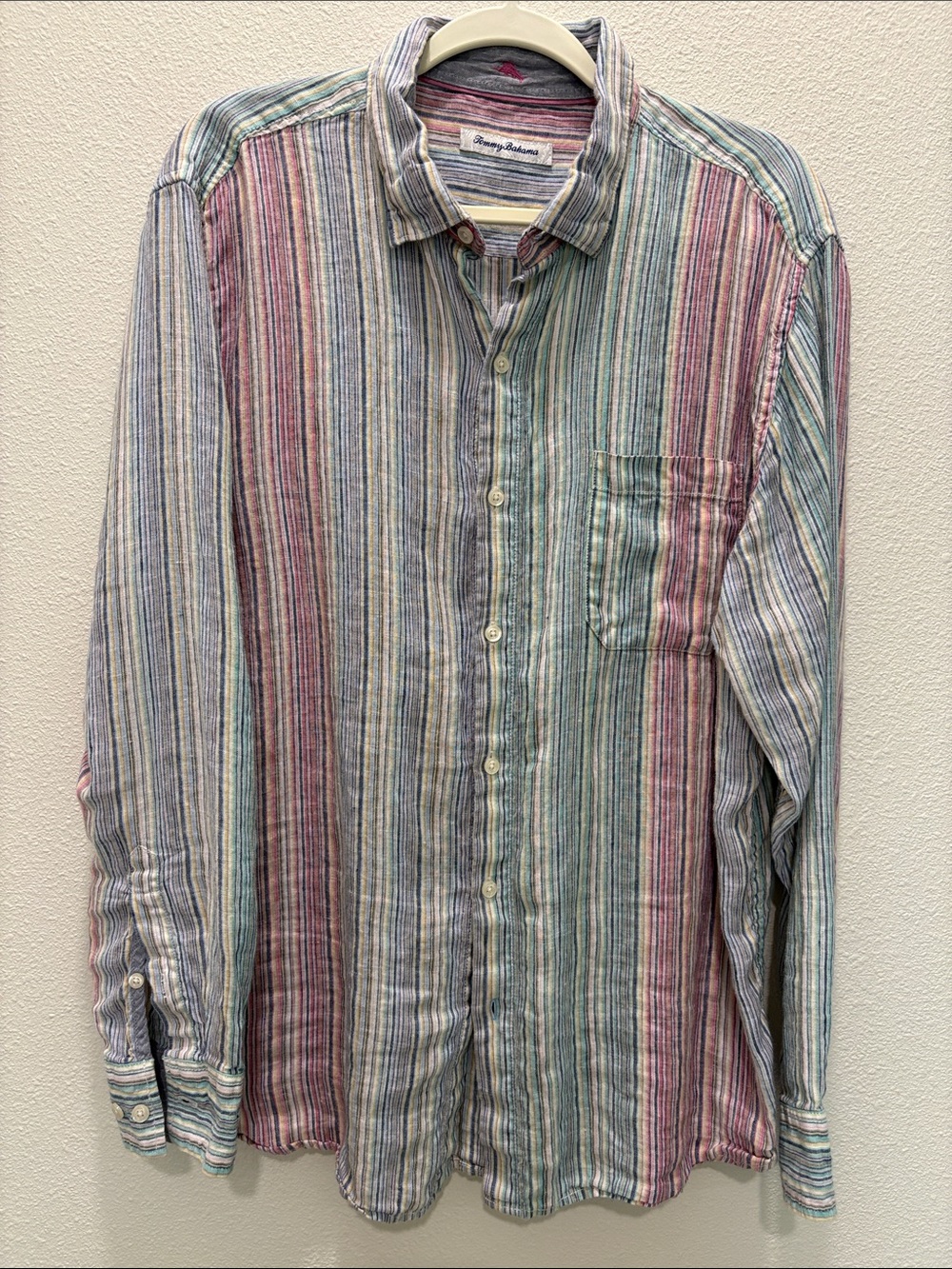 Tommy Bahama Pastel Stripe Linen-Blend Button-Down in Pink, Blue, Green